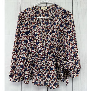 The Korner Like New Floral Long Sleeve Wrap Blouse Women's Small